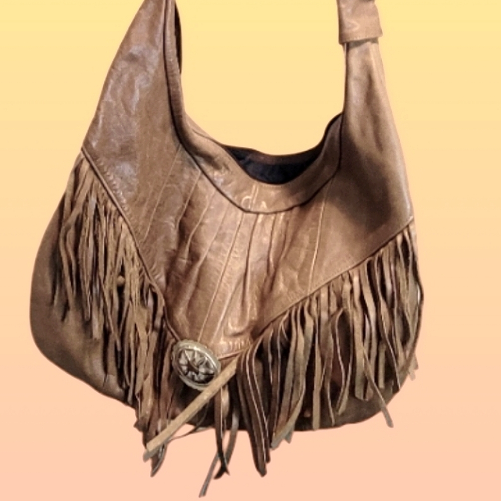 Fringe Leather Silver Detail Large Purse Boho Western Bag - Picture 6 of 16